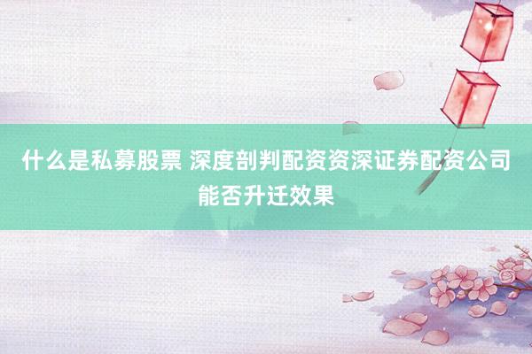 什么是私募股票 深度剖判配资资深证券配资公司能否升迁效果